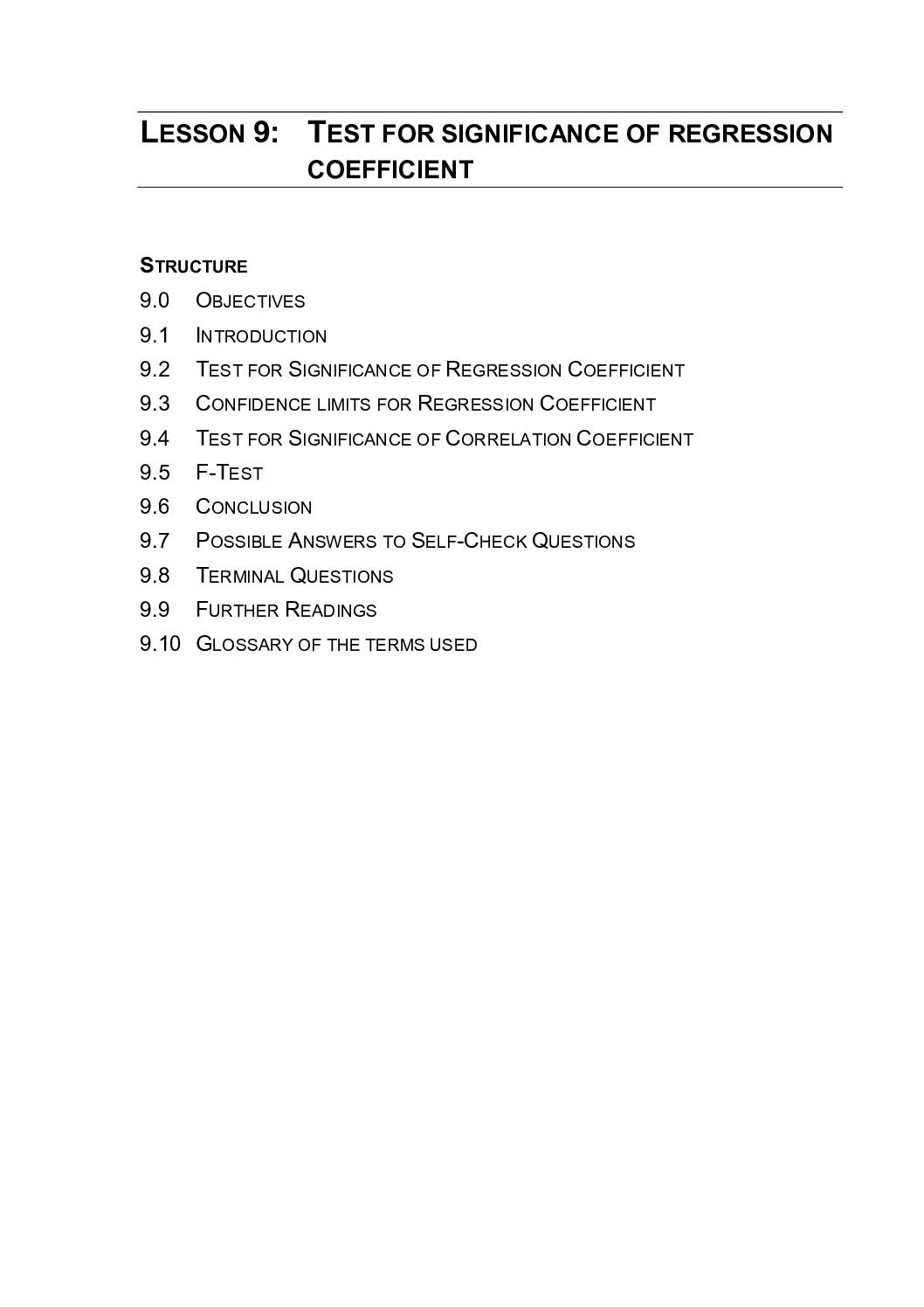 Tests for Significance of Regression and Correlation