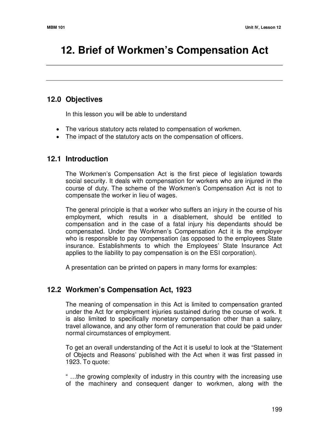 Brief of Workmen’s Compensation Act