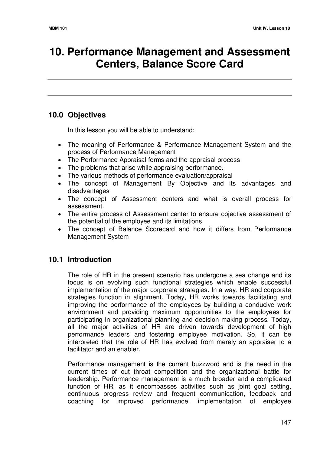 Performance Management and Assessment