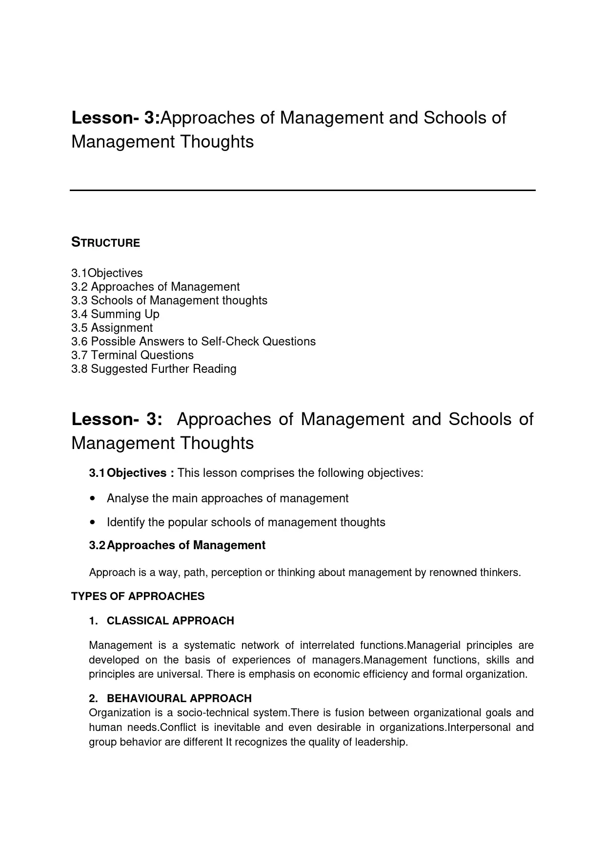 Approaches & Schools of Management