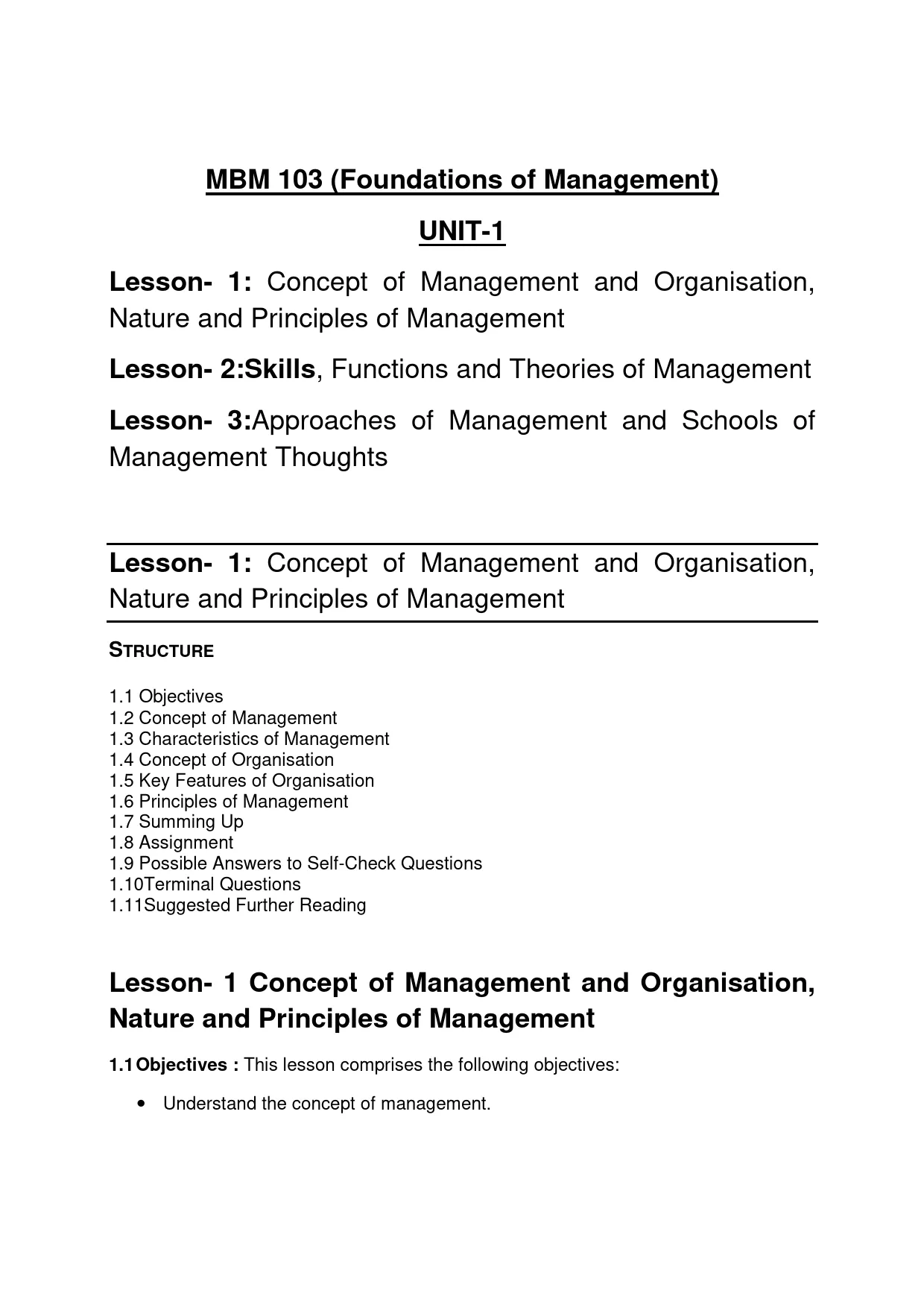 Concept of Management and Organization, Nature and Principal of Management