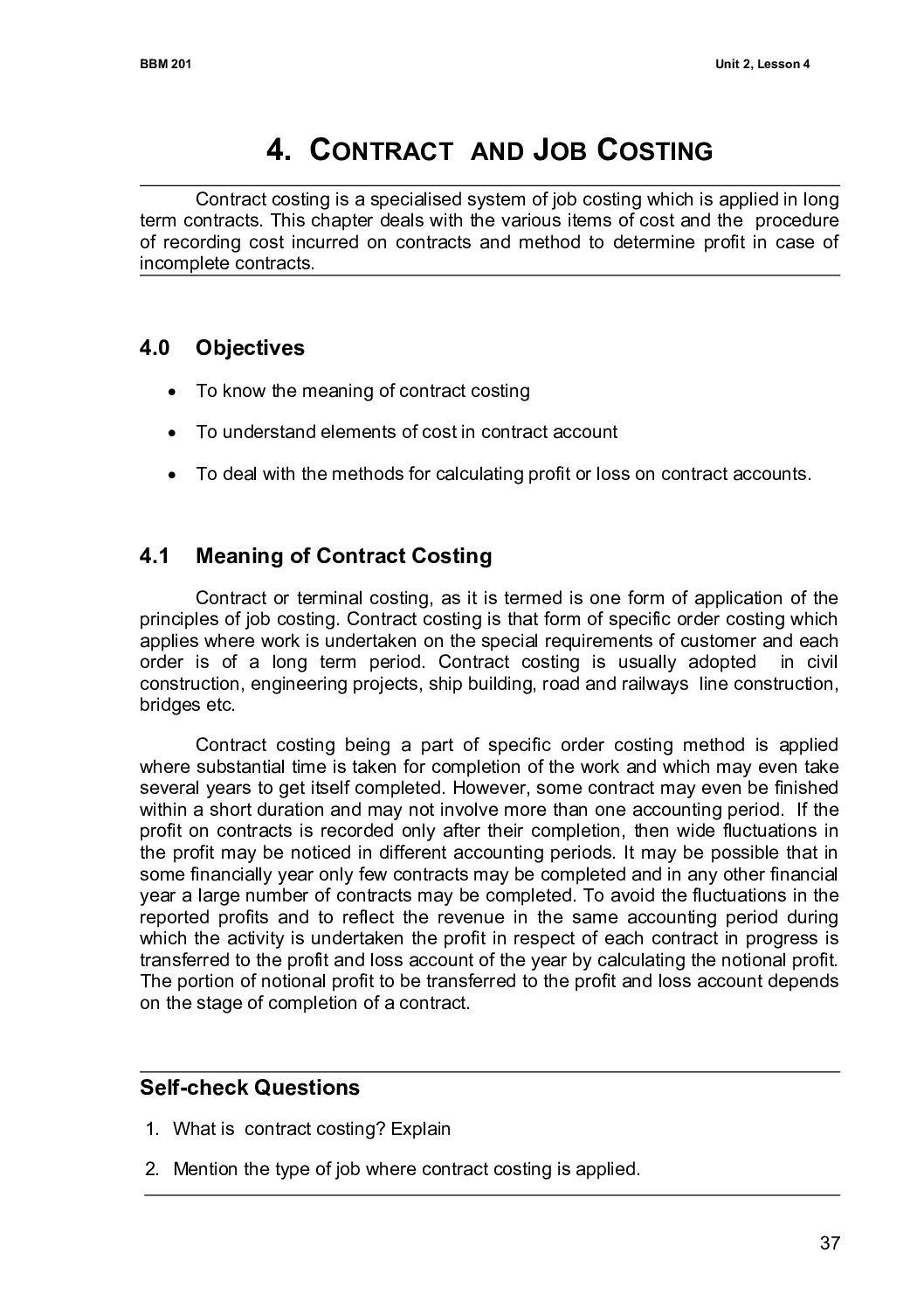 Contract and Job Costing