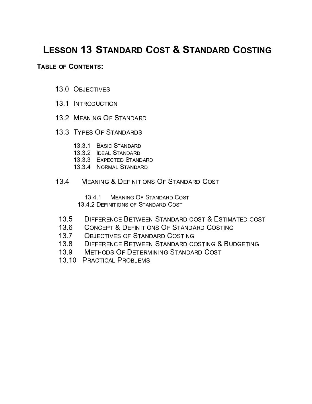 Standard Cost and Standard Costing