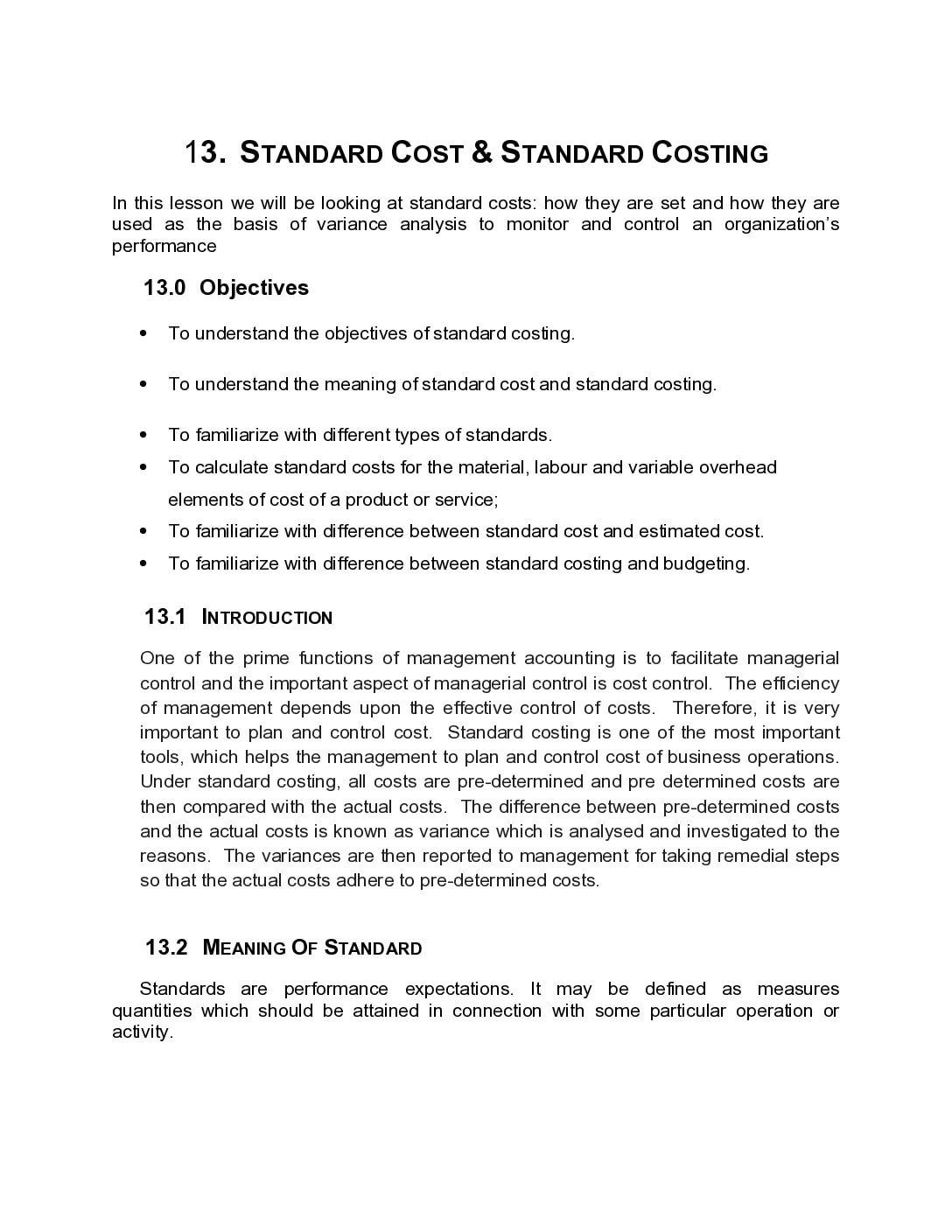 Standard Costing Fundamentals