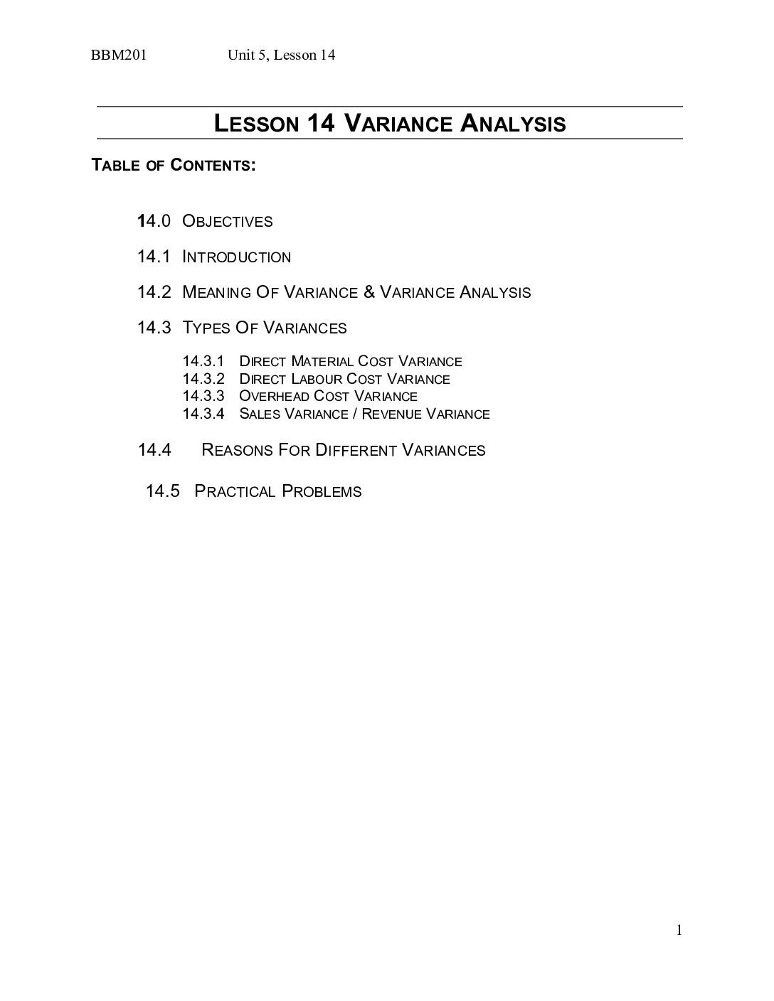 Variance Analysis