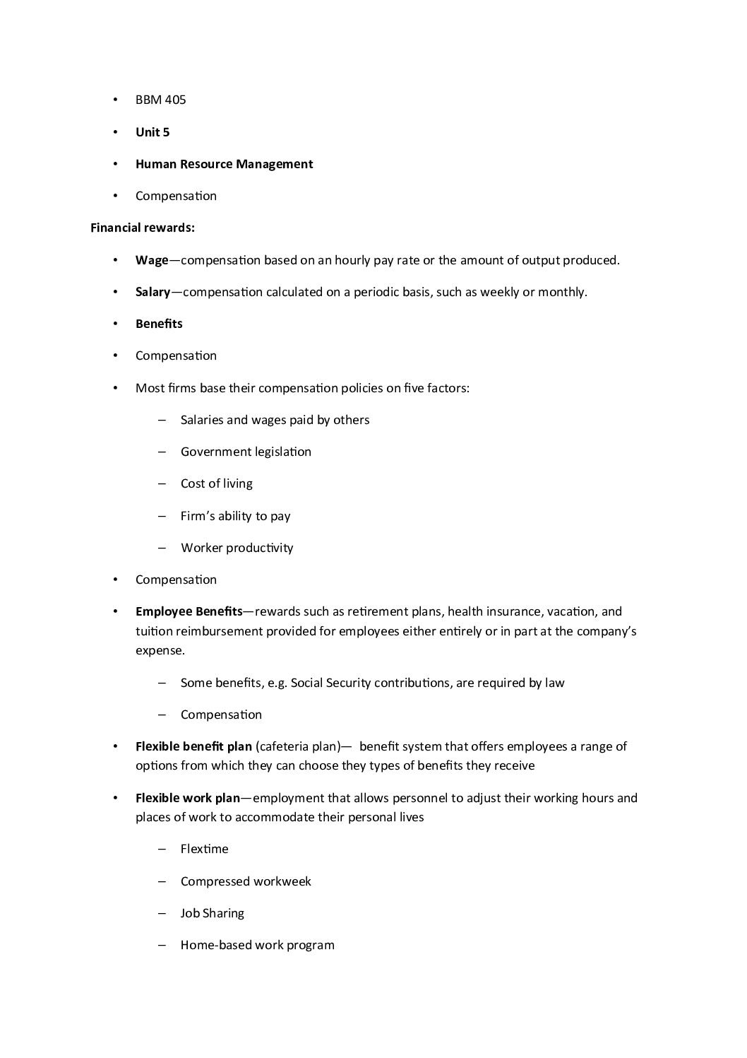 Compensation and Incentive Plans