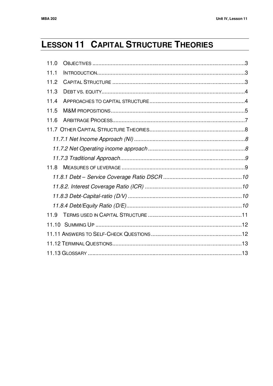 Capital Structure Theories and Leverage