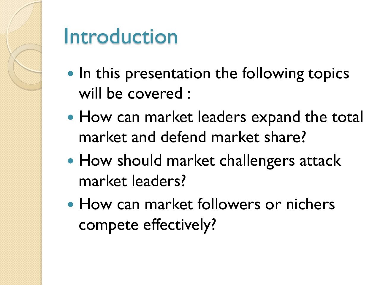 Competitive Strategies and Market Leadership