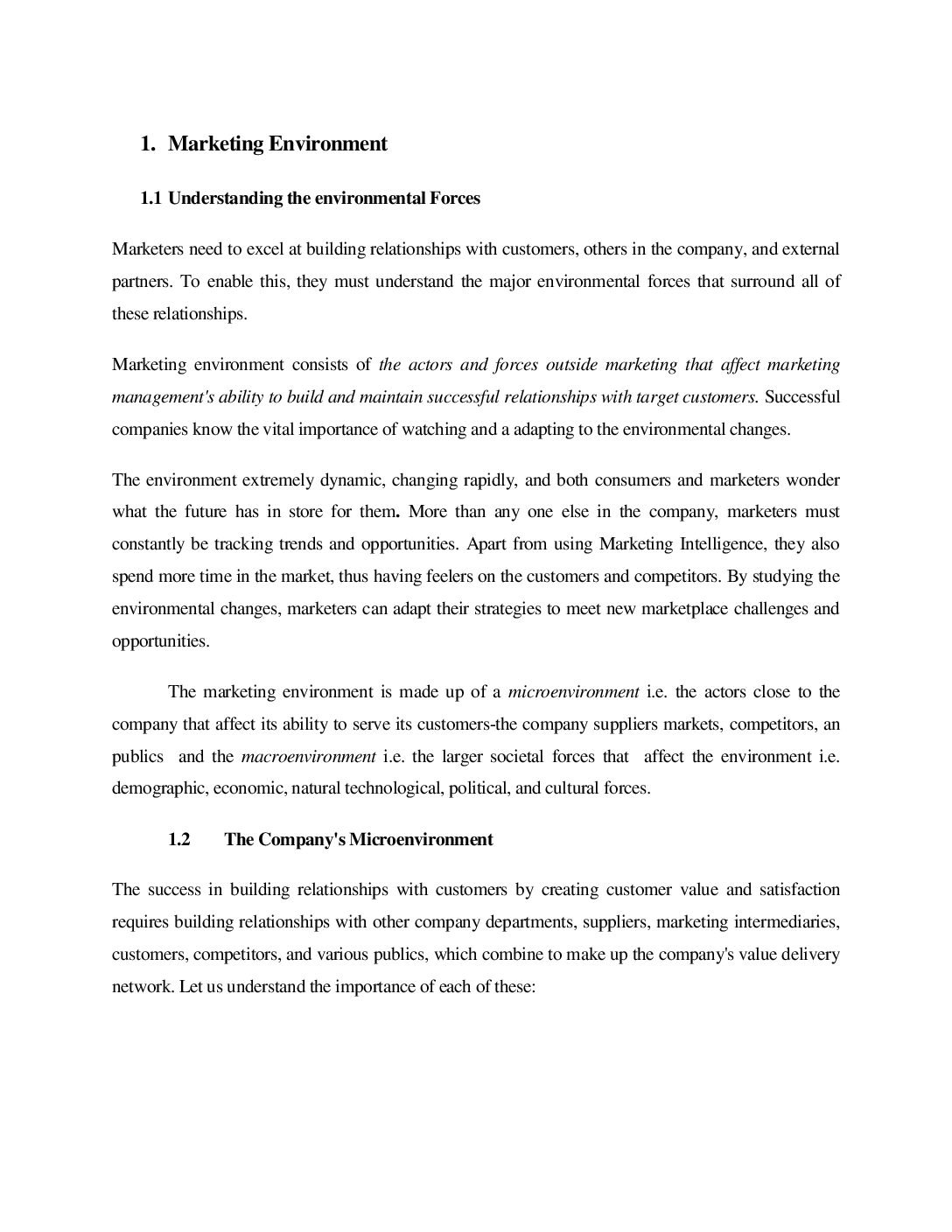 Marketing Environment and Consumer Behavior