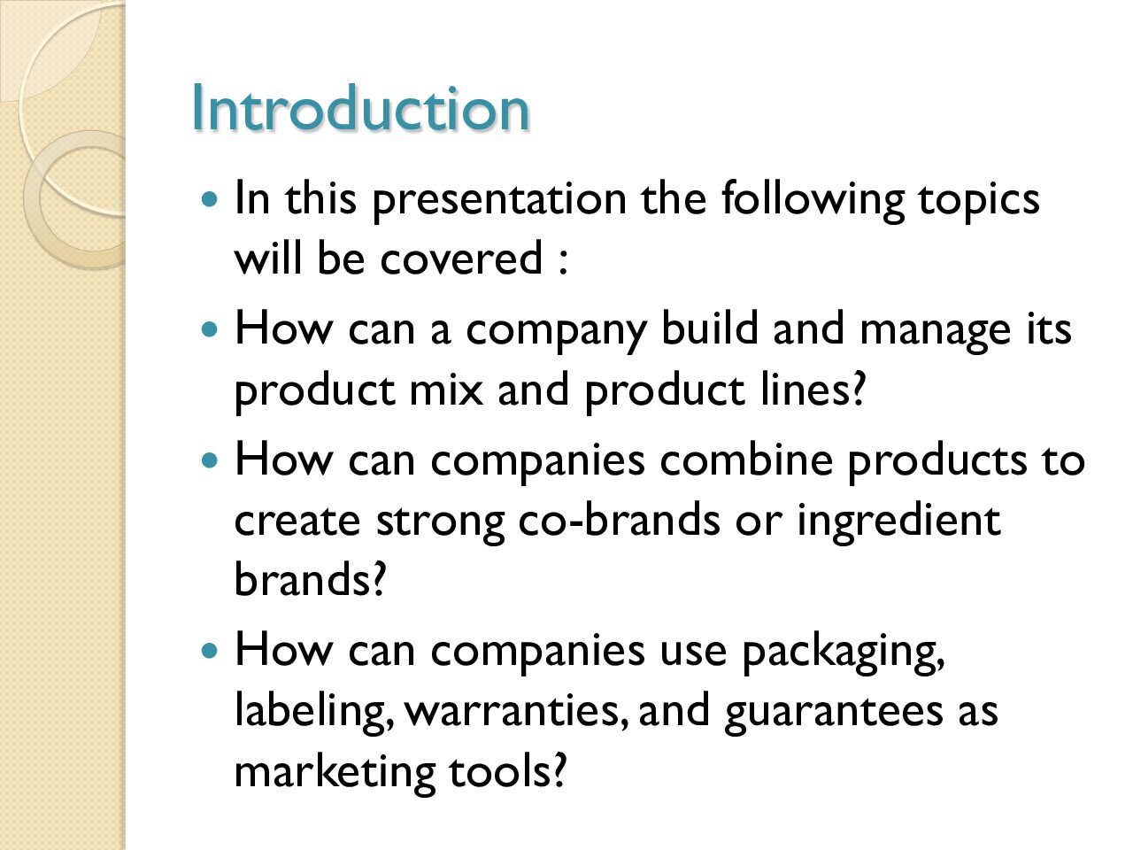 Product Mix and Line Management