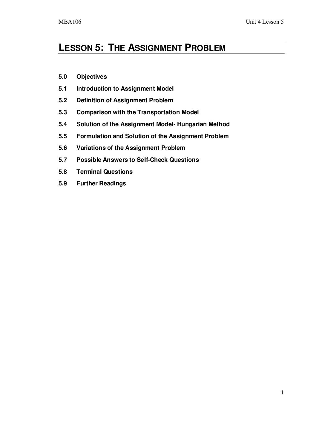 Assignment Problem