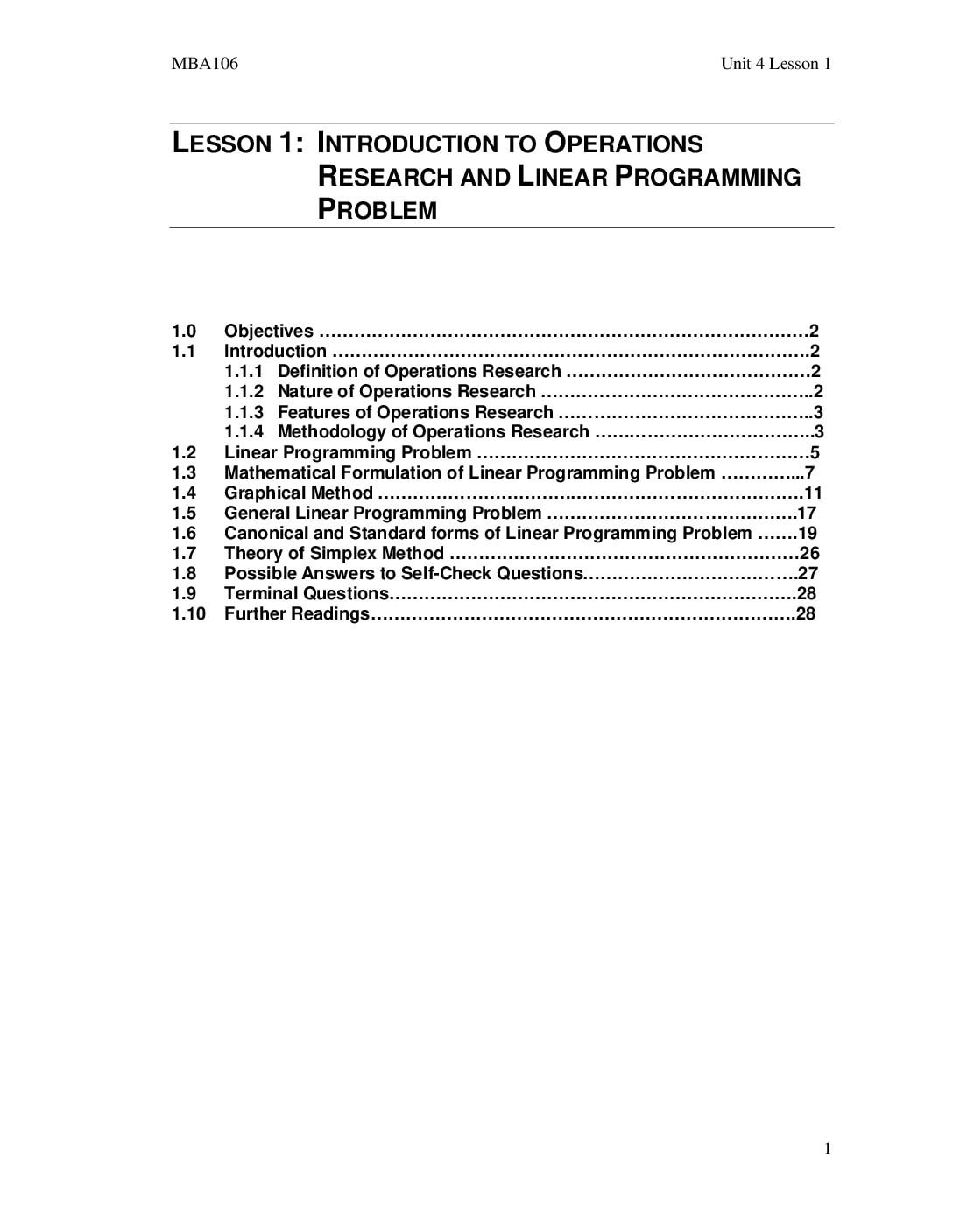 Linear Programming Introduction