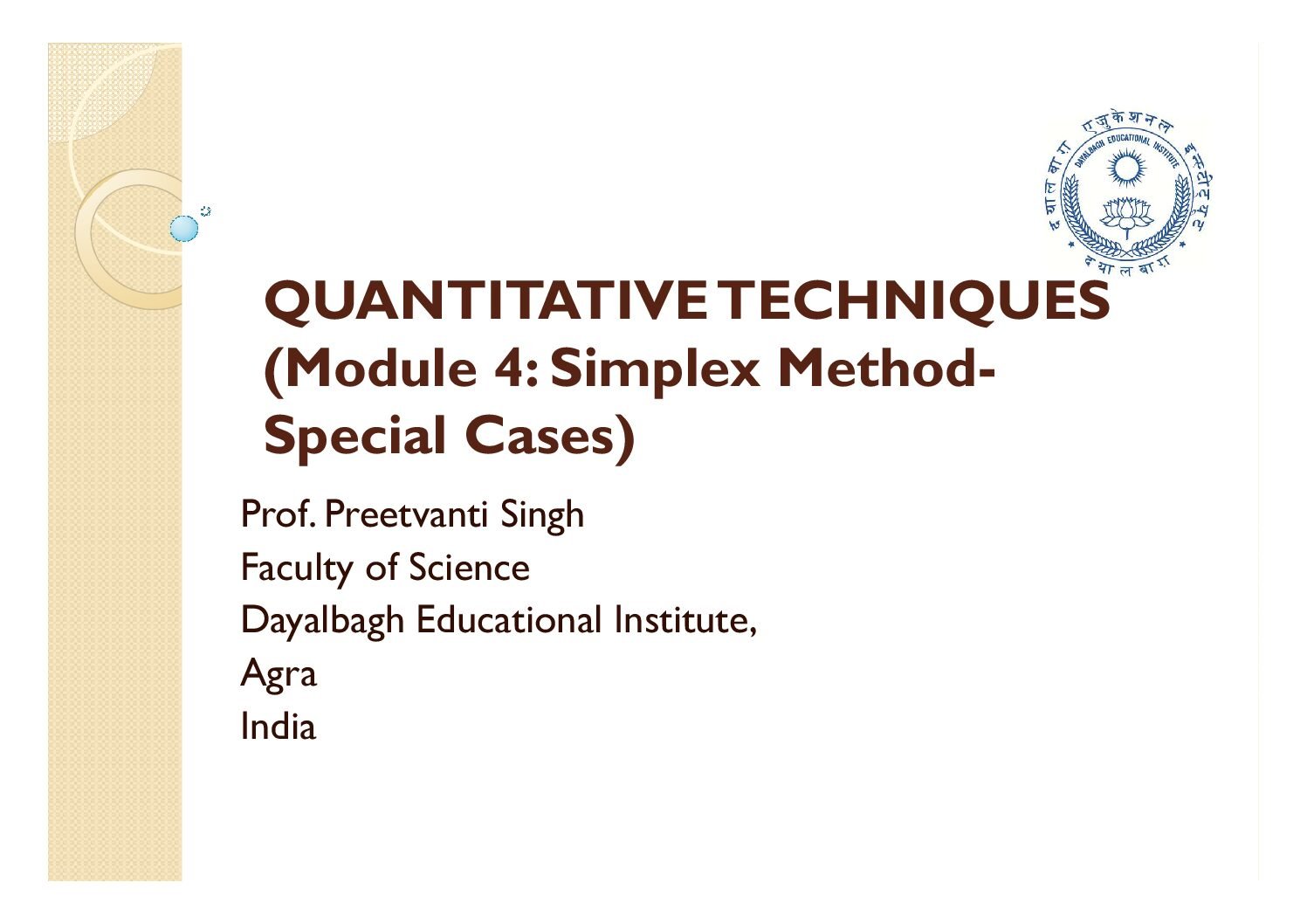 Special Cases in Simplex Method