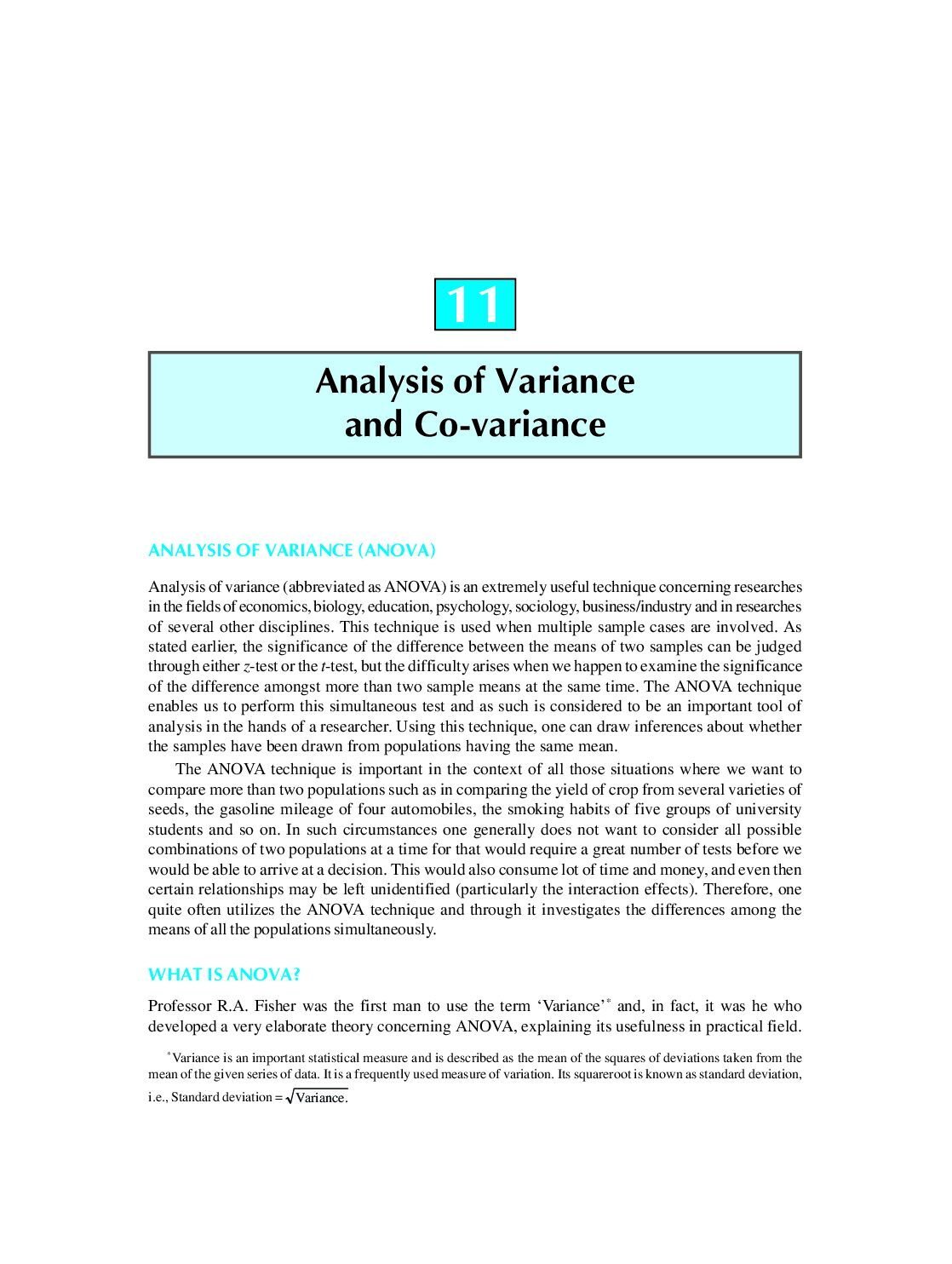 Analysis of Variance (ANOVA)