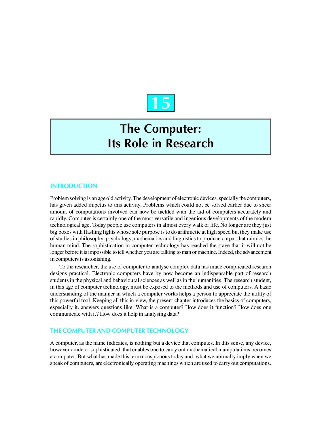 Computer Applications in Research