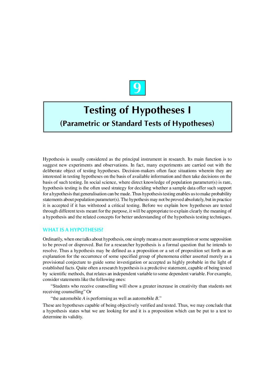 Testing of Hypotheses
