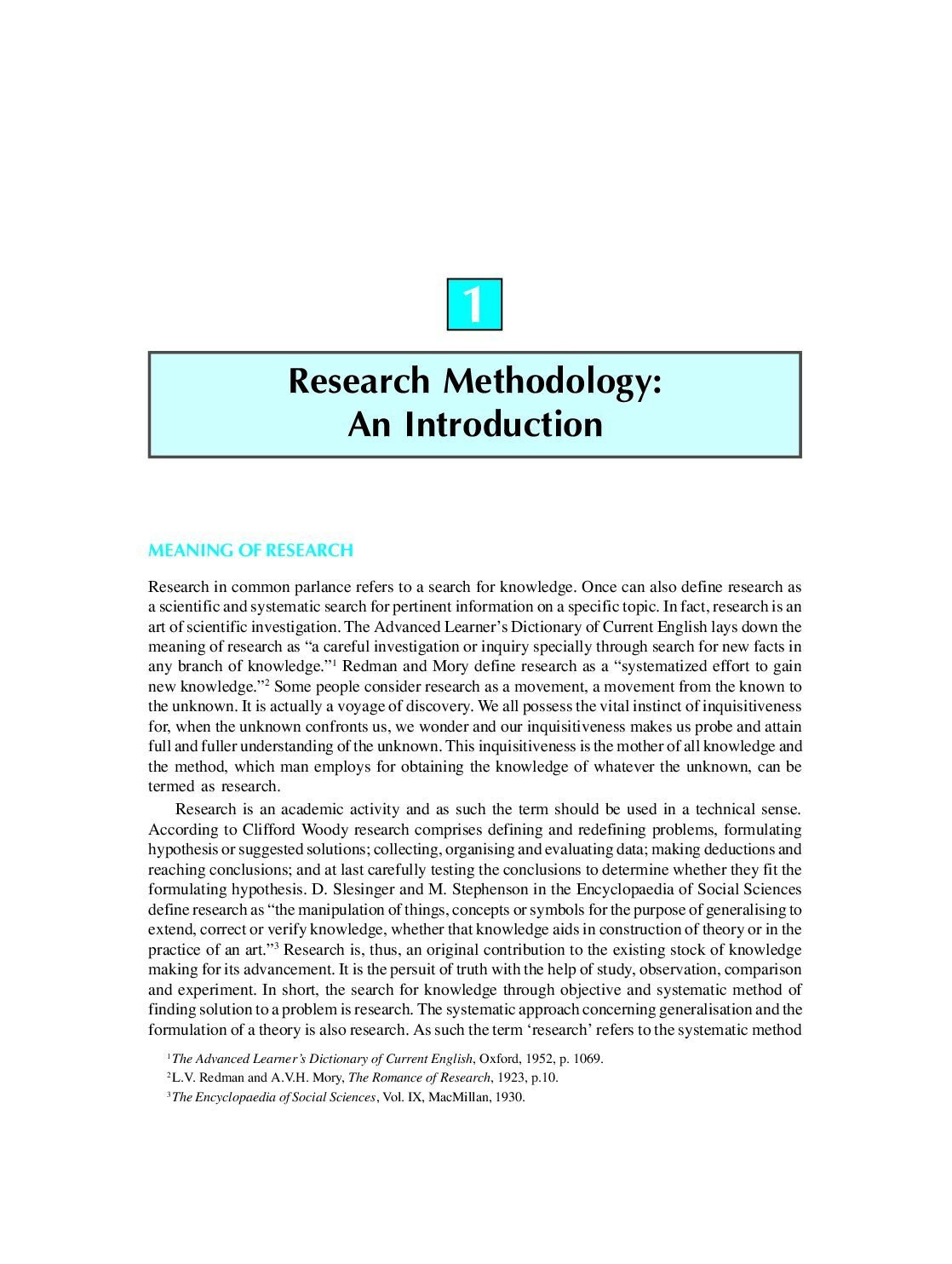 Introduction to Research Methodology