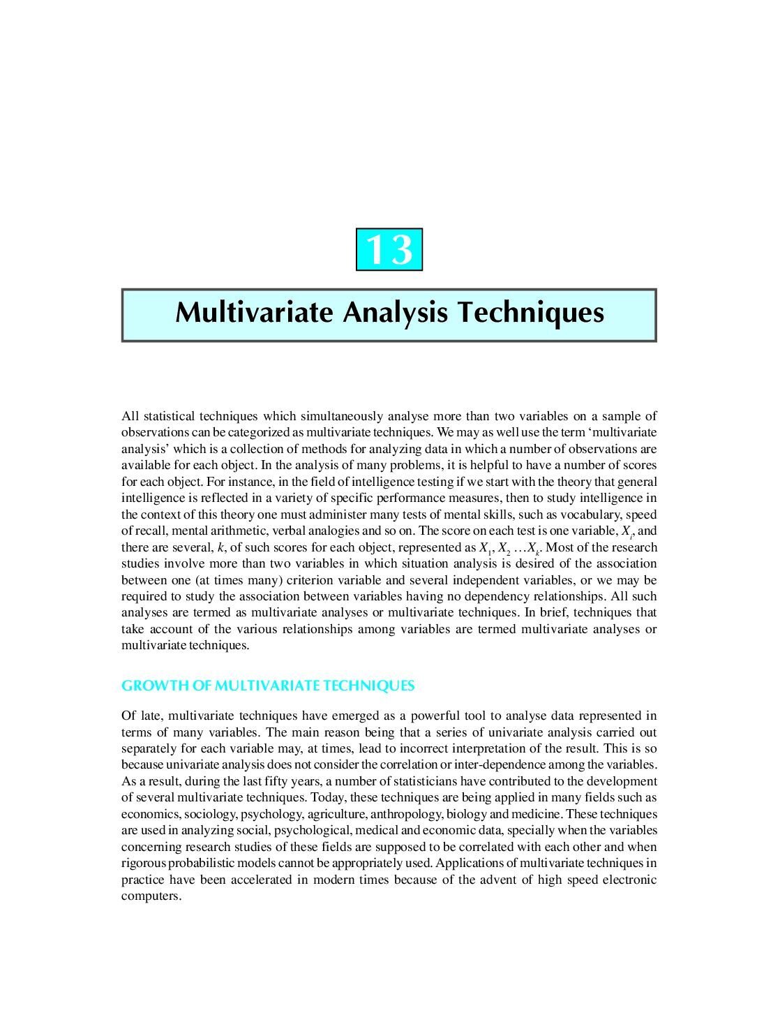 Multivariate Analysis Techniques