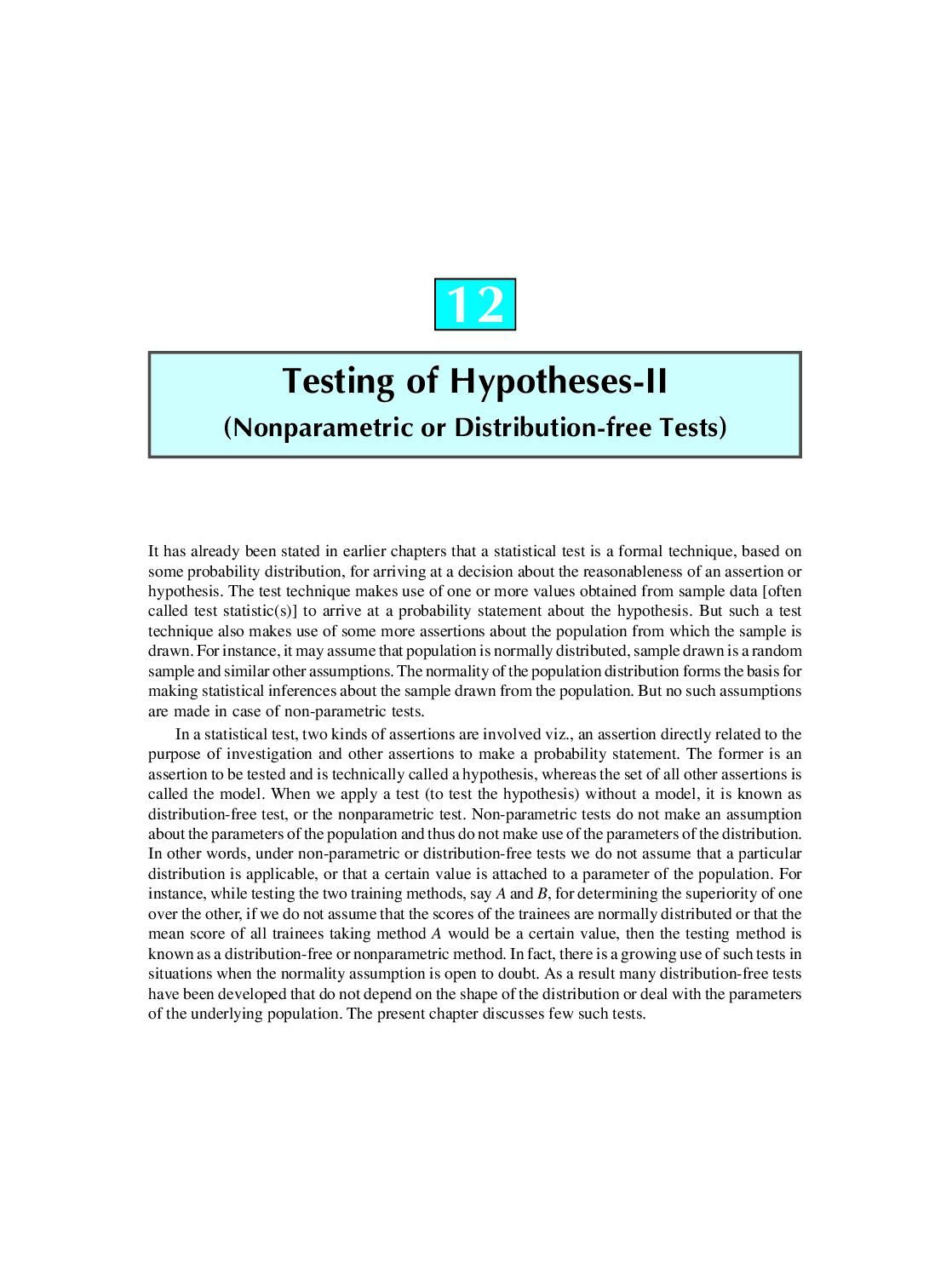 Non-Parametric Tests