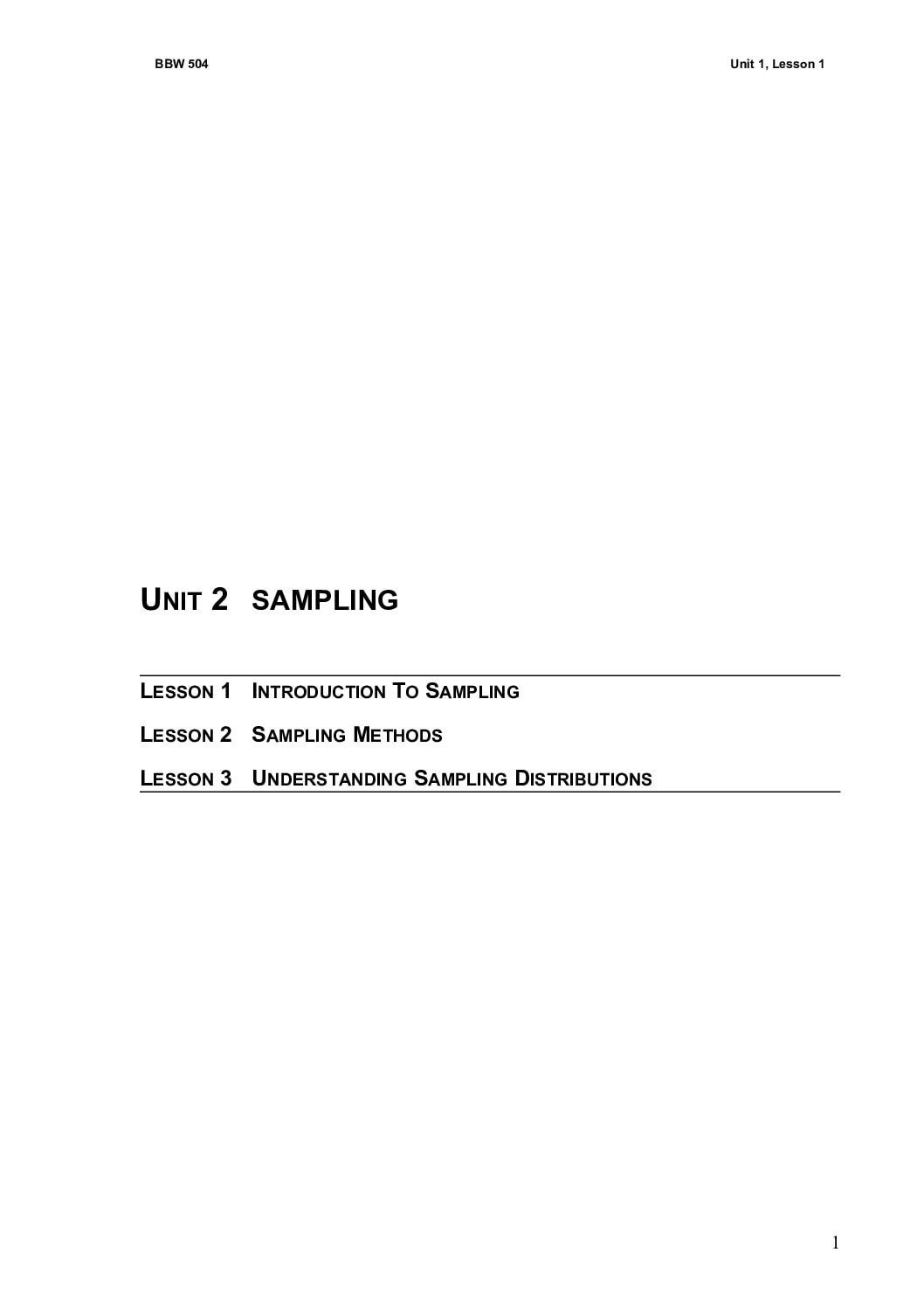 Introduction to Sampling