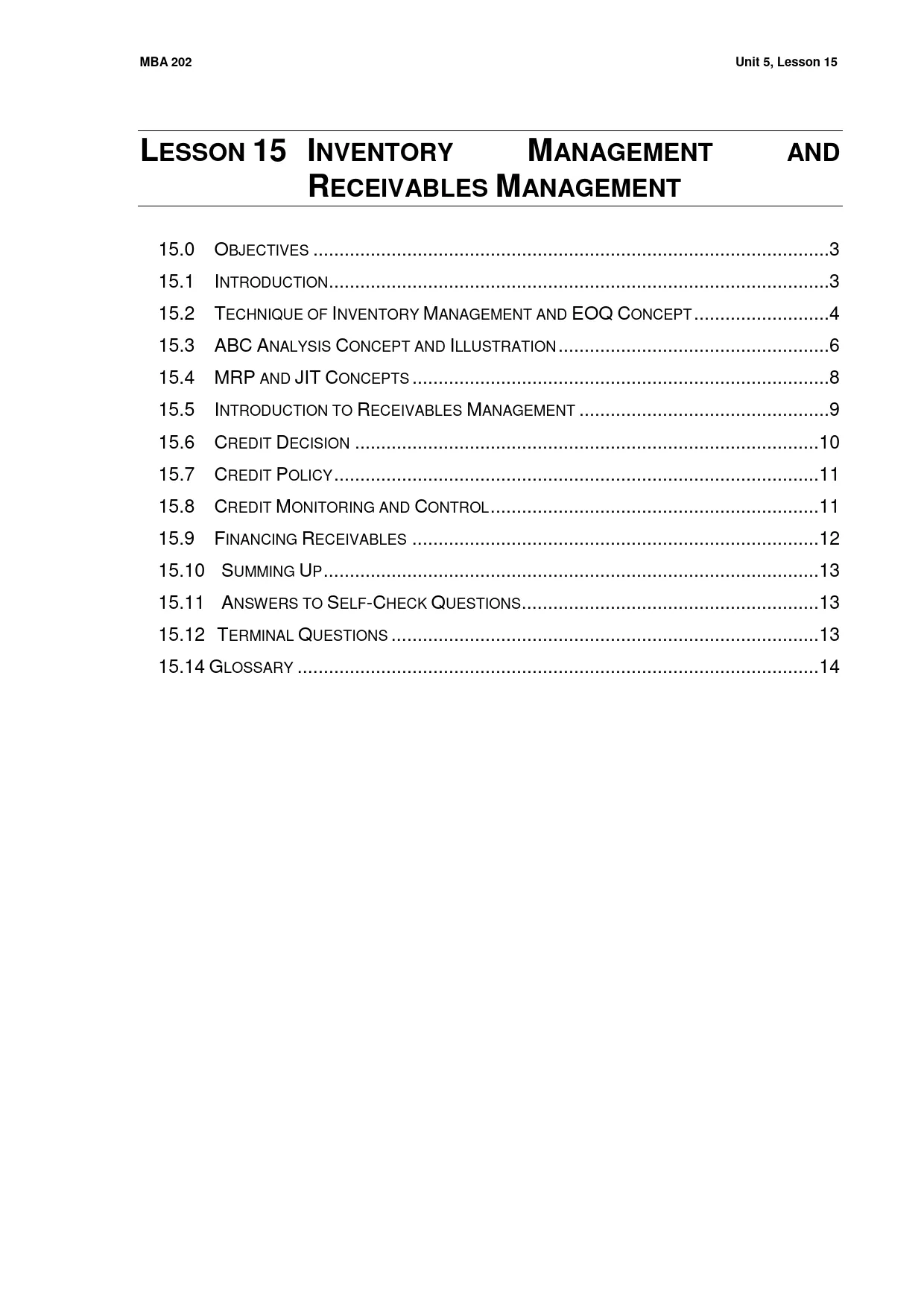 Inventory and Receivables Management