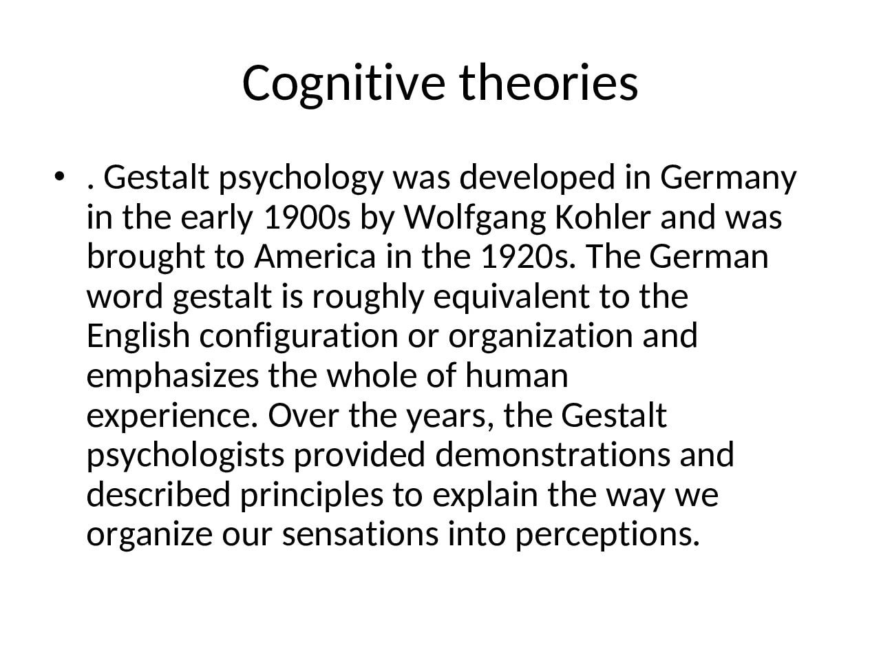 Cognitive Theories in Learning
