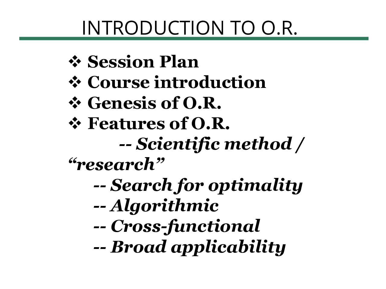 Introduction to Operations Research and Modeling