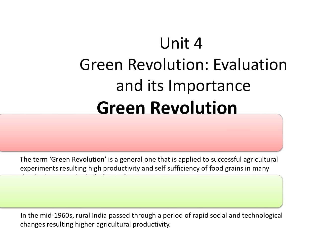 Green Revolution – Evaluation and Importance in India