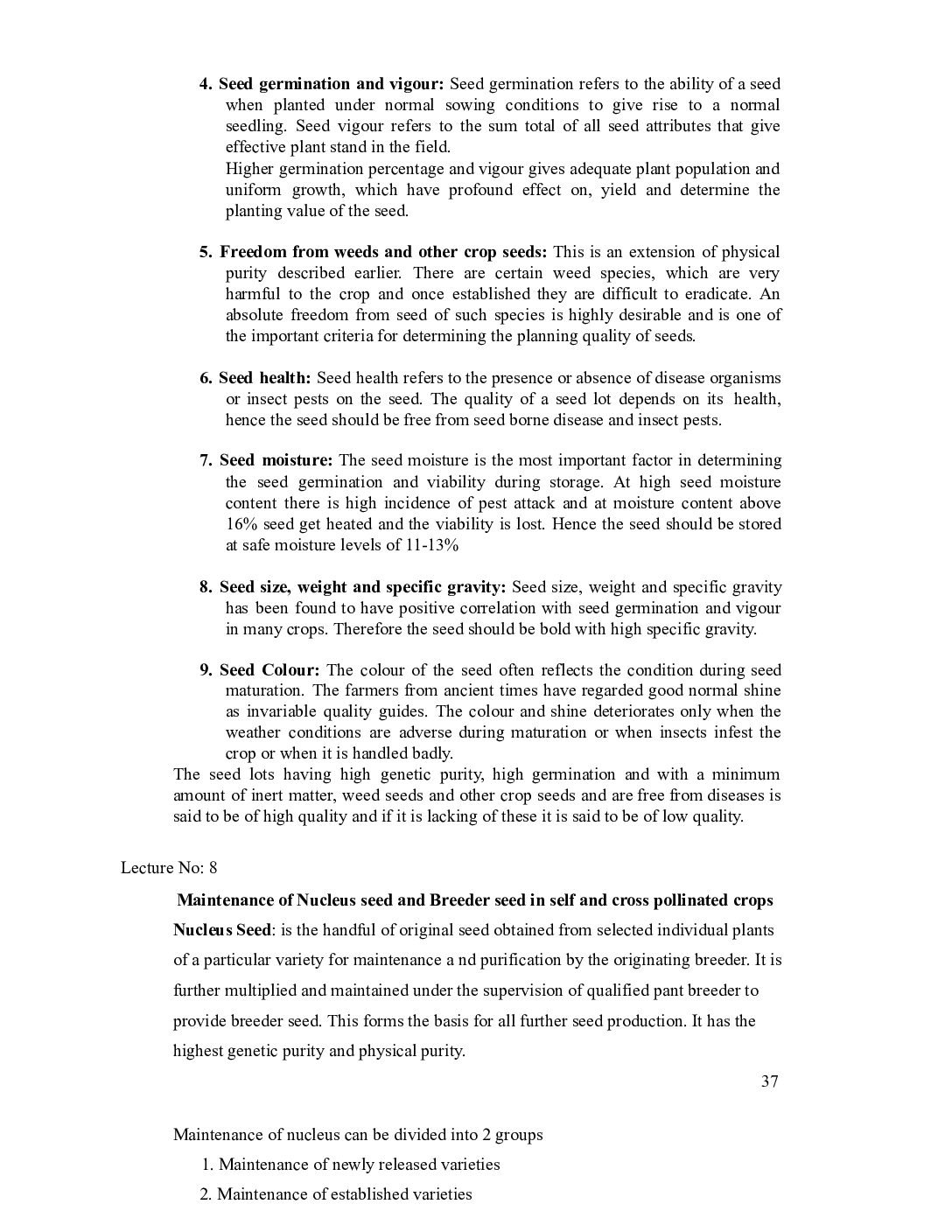 Foundation and Certified Seed Production in Rice and Sorghum