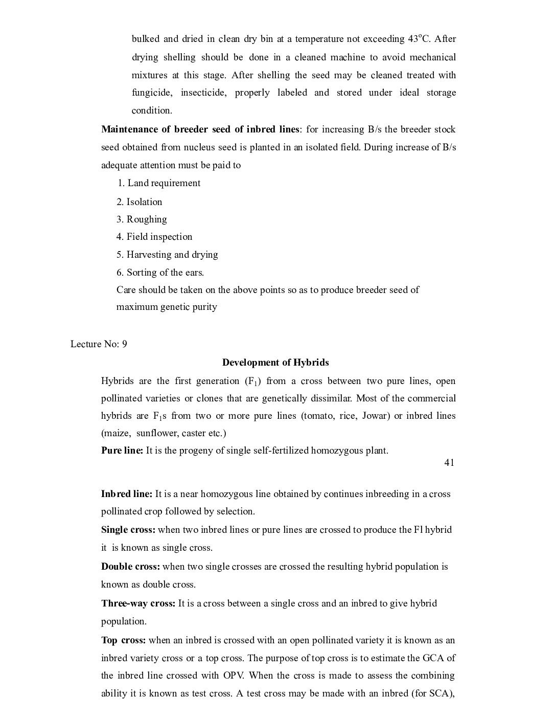 Foundation and Certified Seed Production in Maize and Bajra – Hybrids and Composites