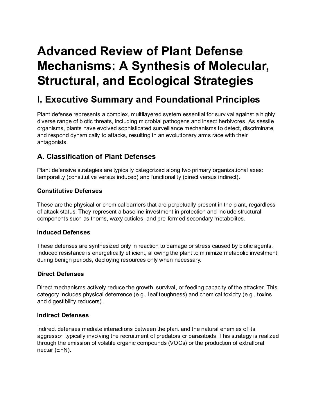 Plant Defense Mechanisms – Constitutive, Induced, and Ecological Strategies