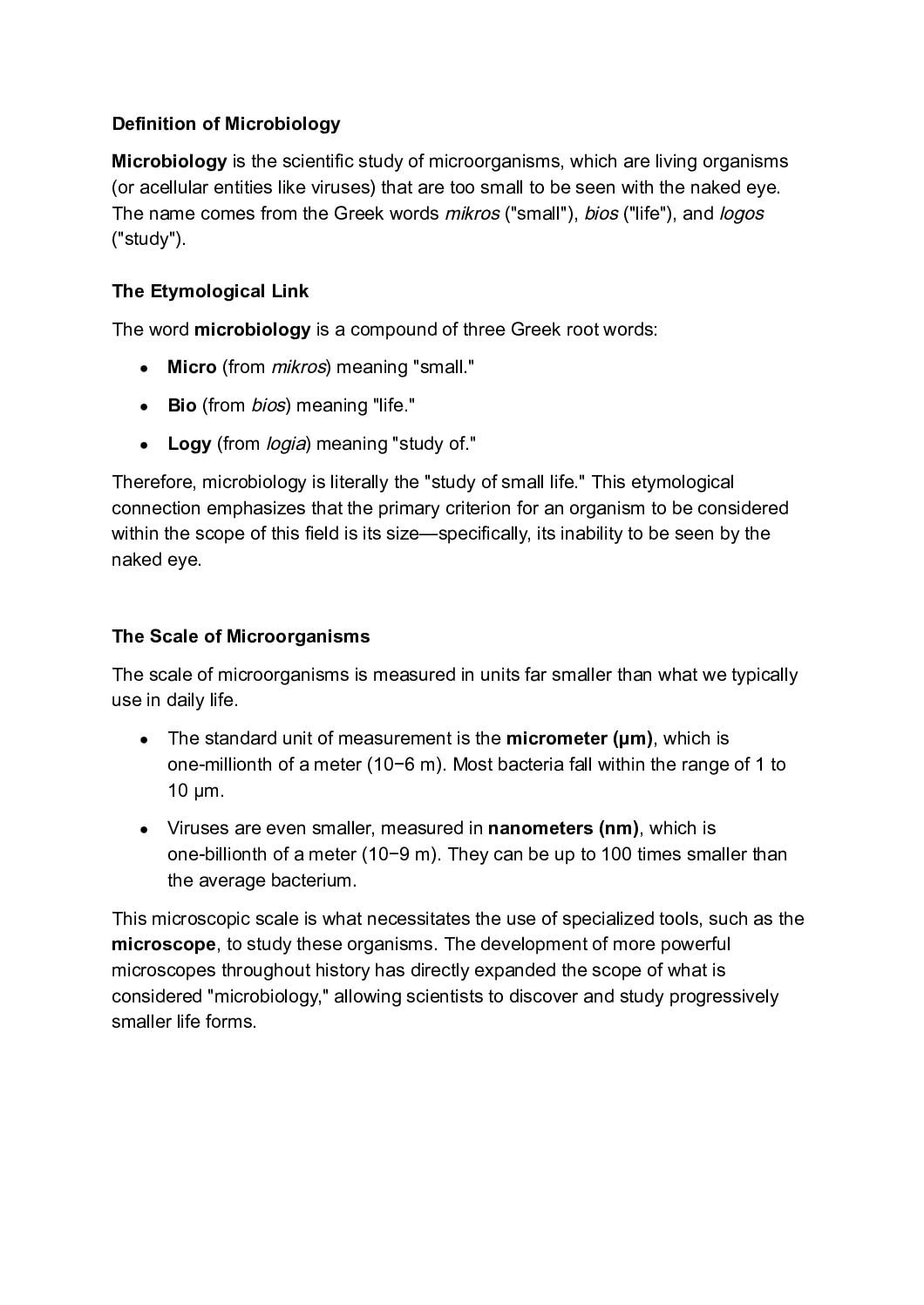 Introduction to Microbiology – History, Scope, Prokaryotes, Eukaryotes, Viruses