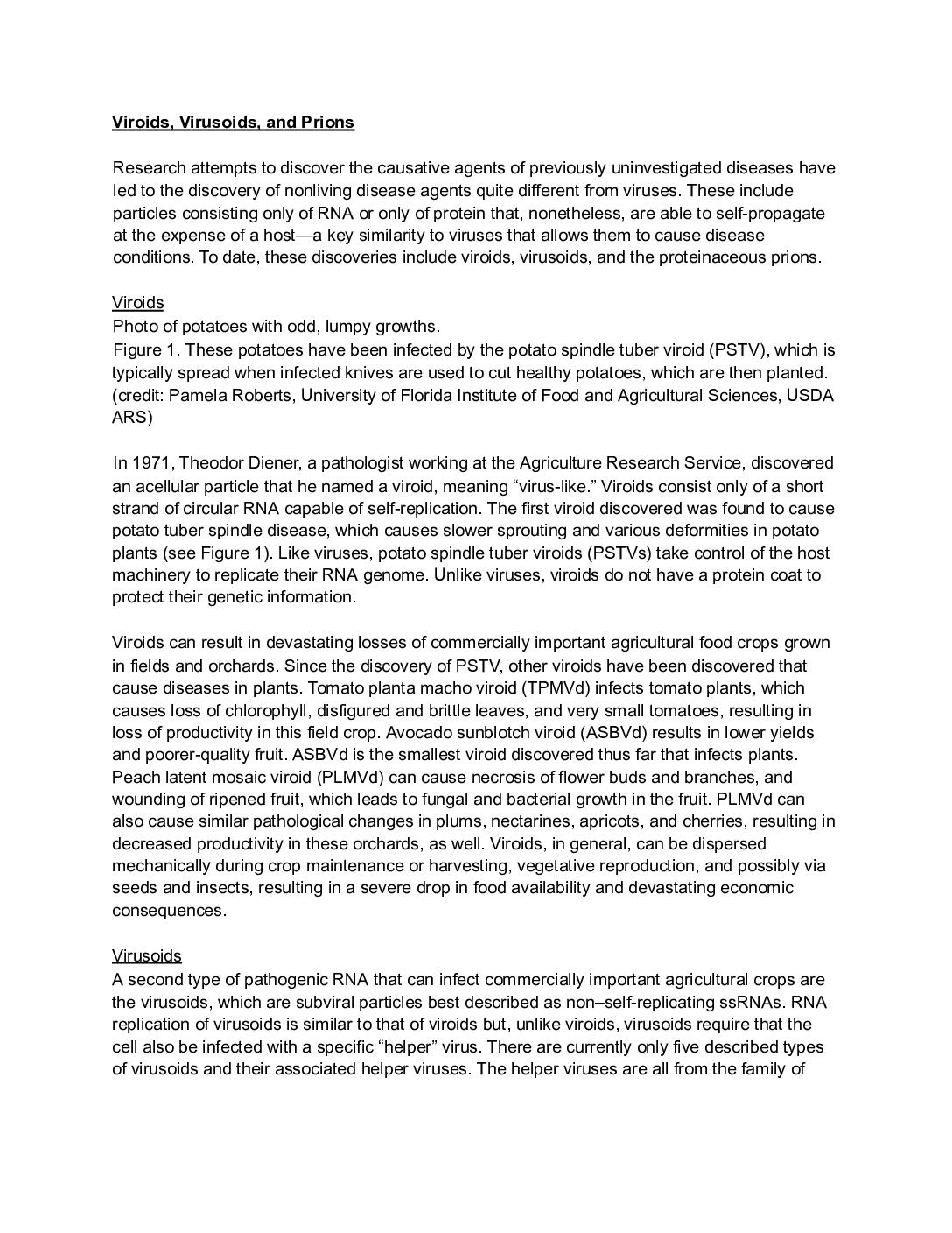 Viroids, Virusoids, and Prions – Unique Infectious Agents Beyond Viruses