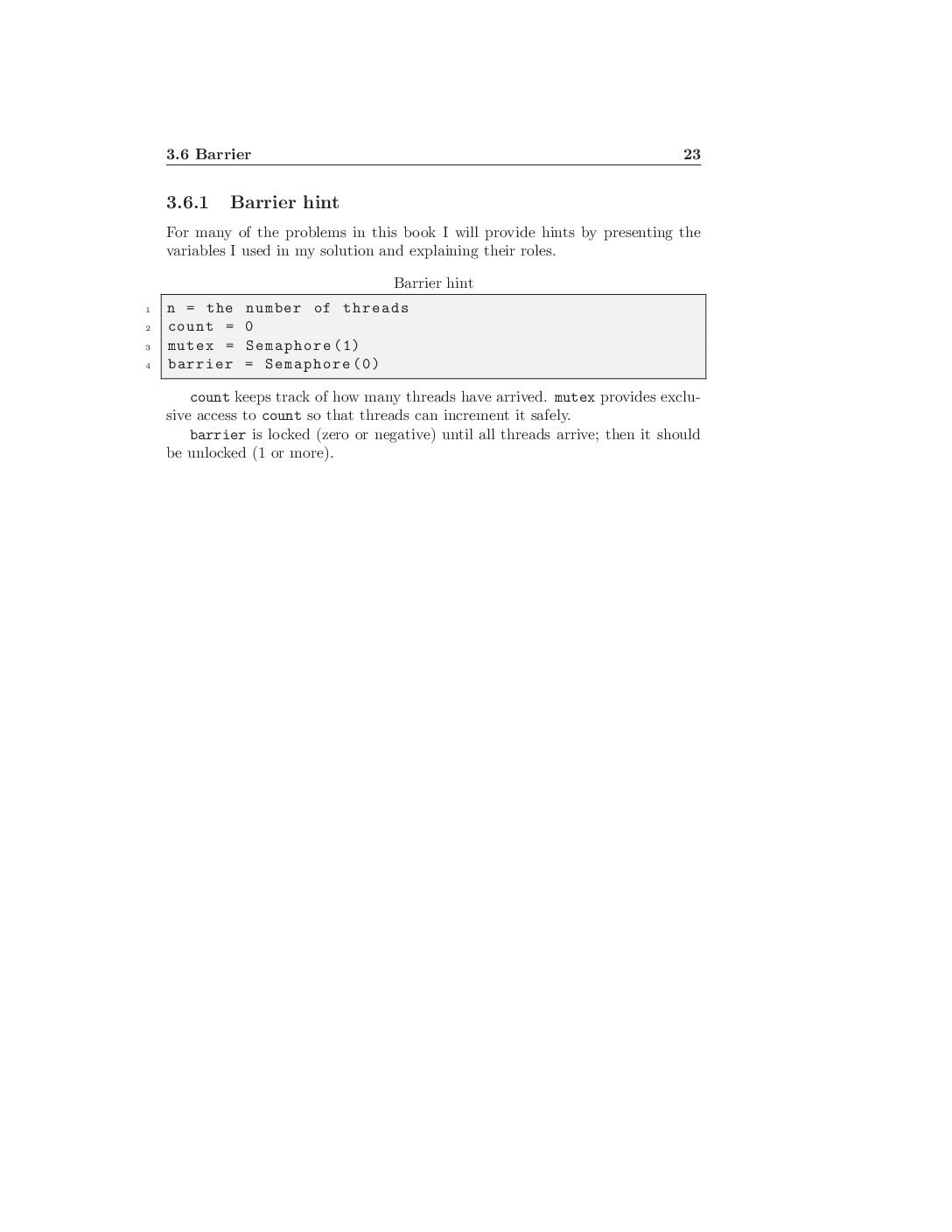 Barrier Implementation and Deadlock