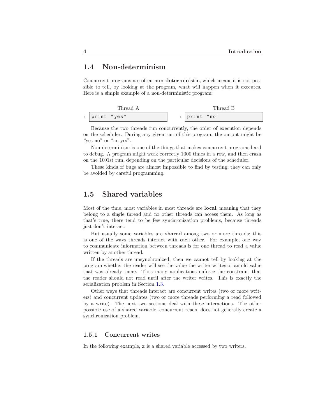 Concurrent Programming and Shared Variables