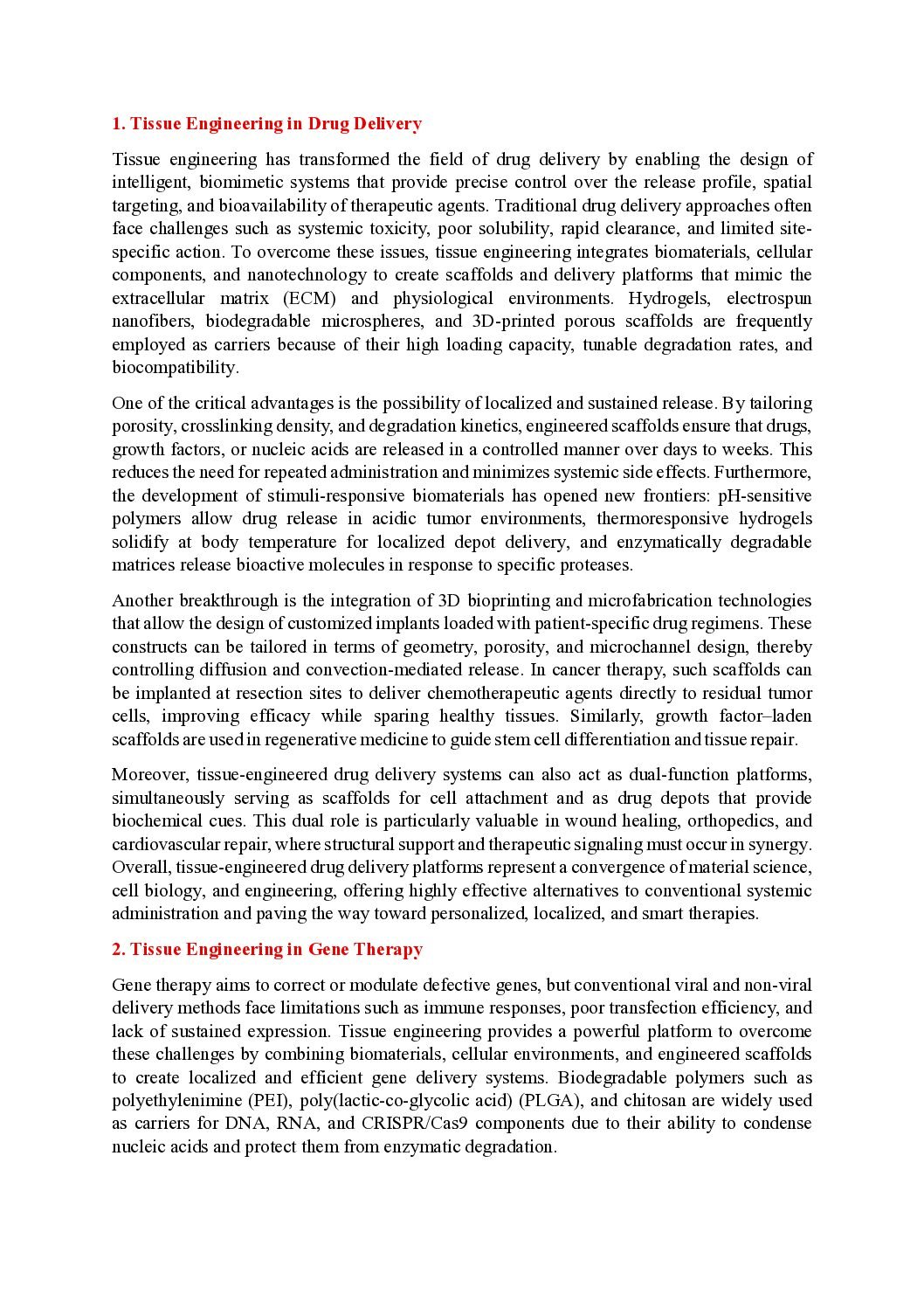 Tissue Engineering Applications