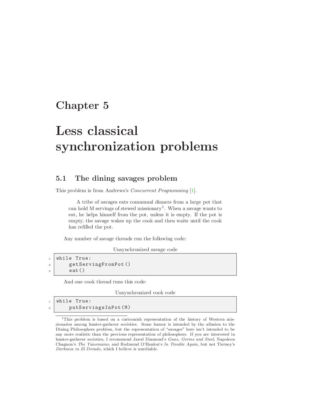 Process Synchronization – Dining Savages Problem