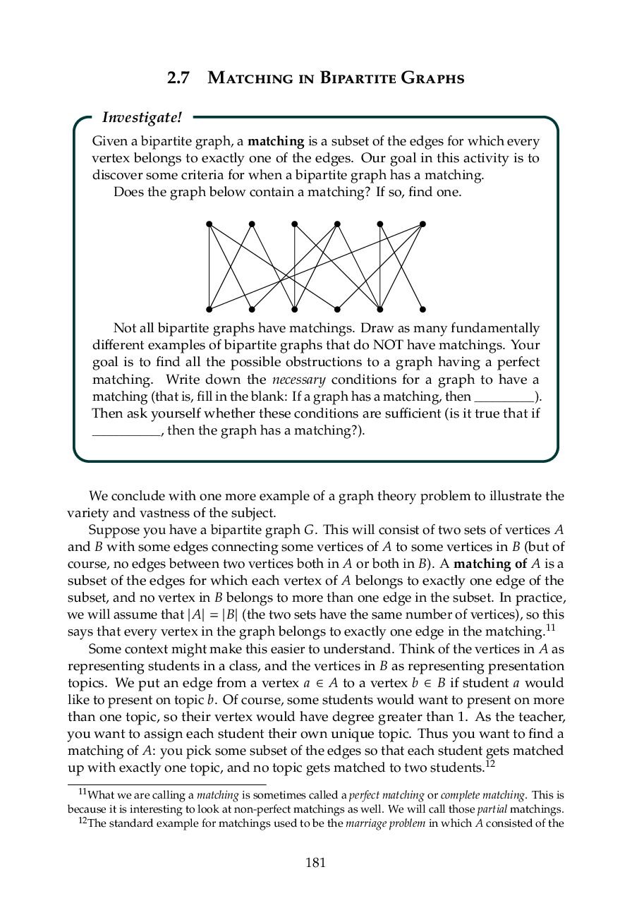 Matching in Bipartite Graphs and Hall’s Marriage Theorem