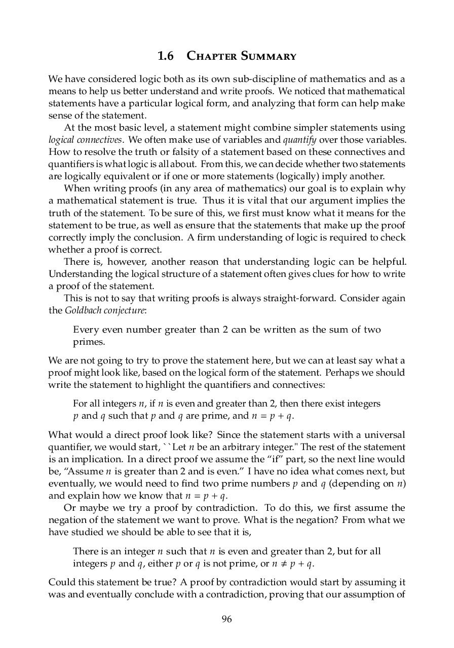 Logic and Proofs – Chapter Summary and Review