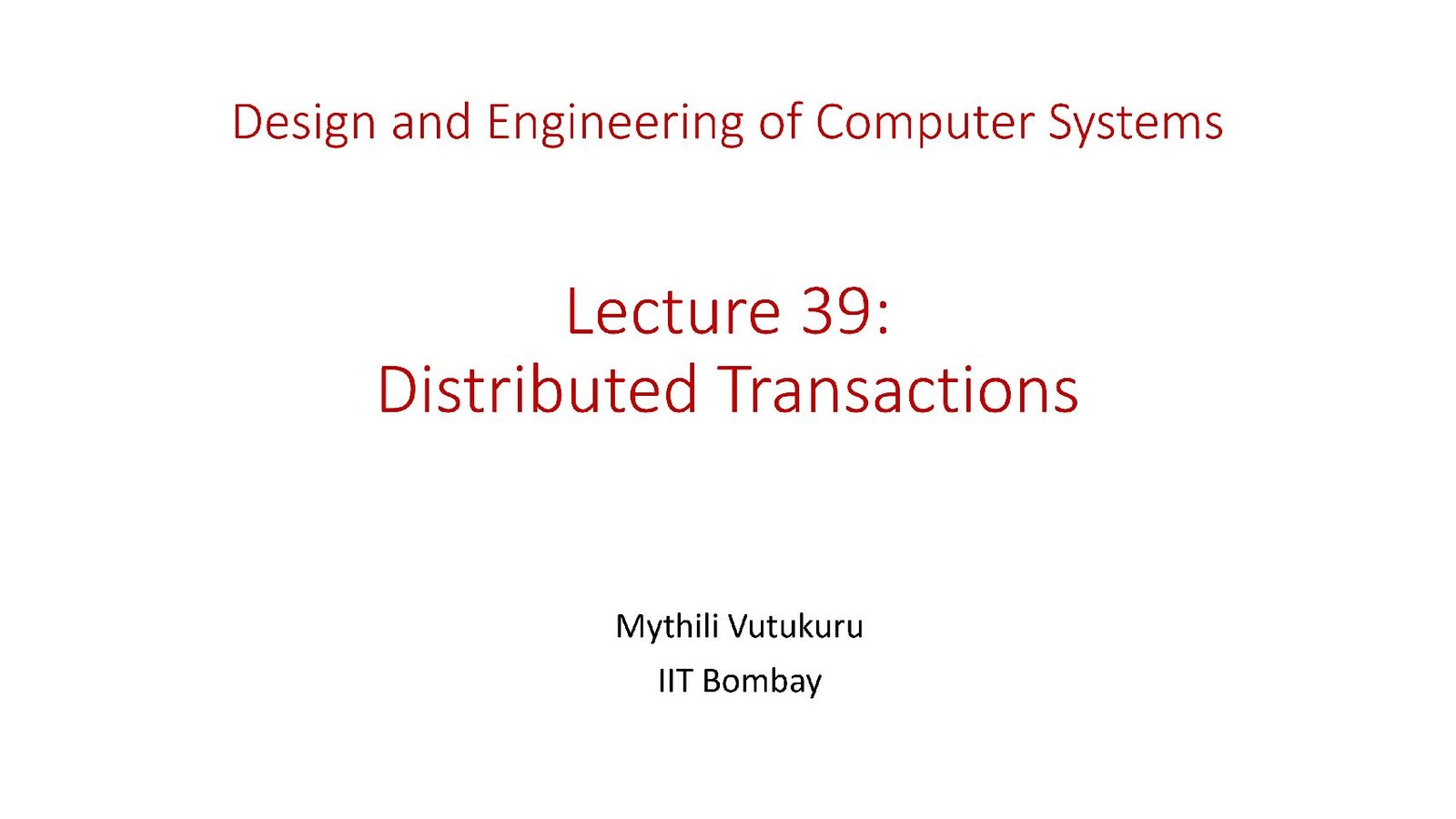 Distributed Transactions