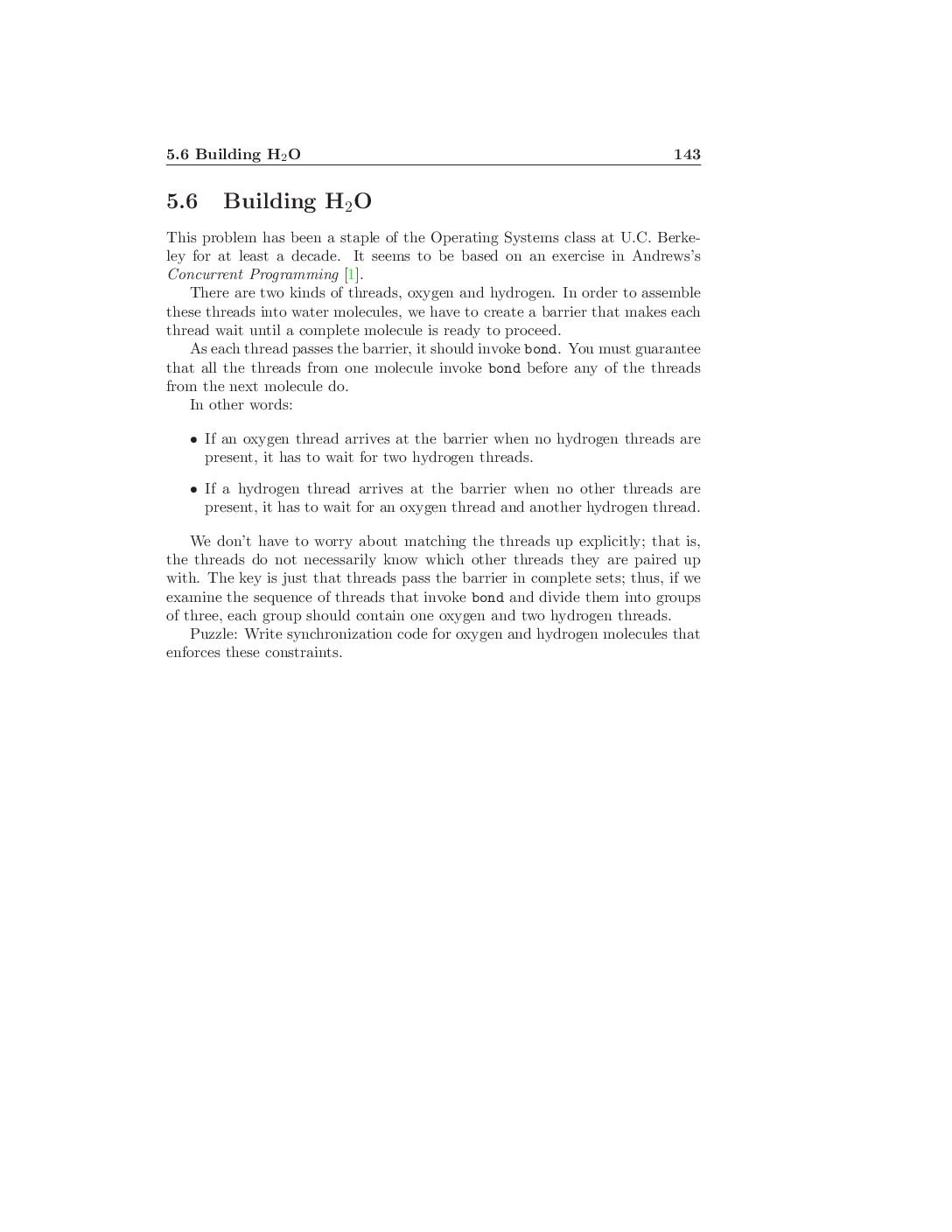 Process Synchronization – H2O Building Problem