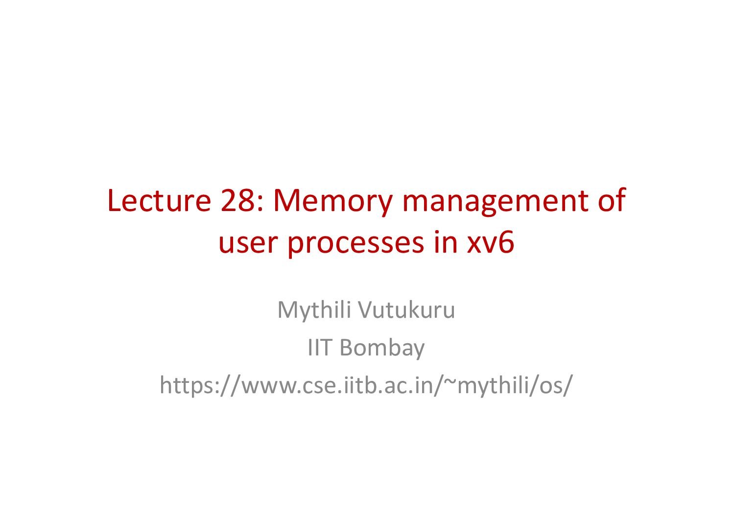 Memory Management of User Processes