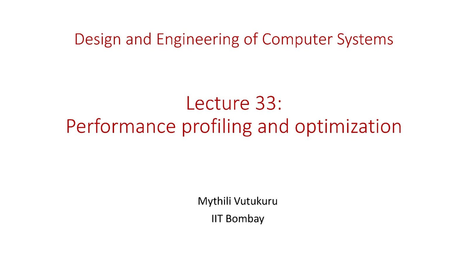 Performance Profiling and Optimization