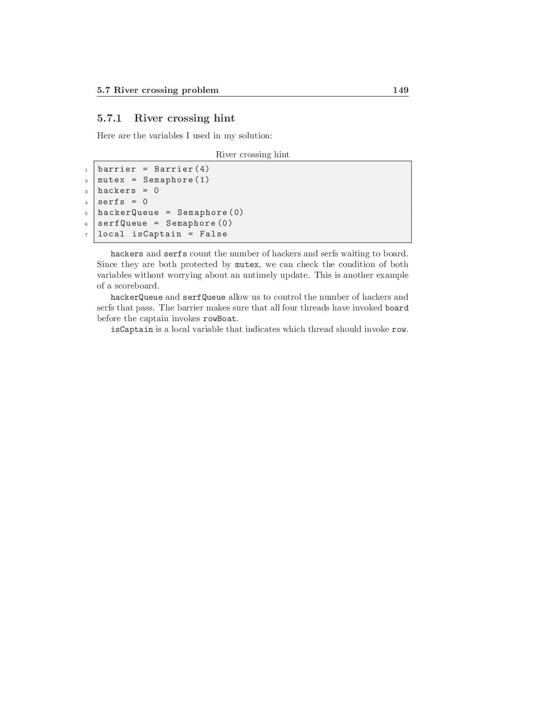 Process Synchronization – River Crossing Problem