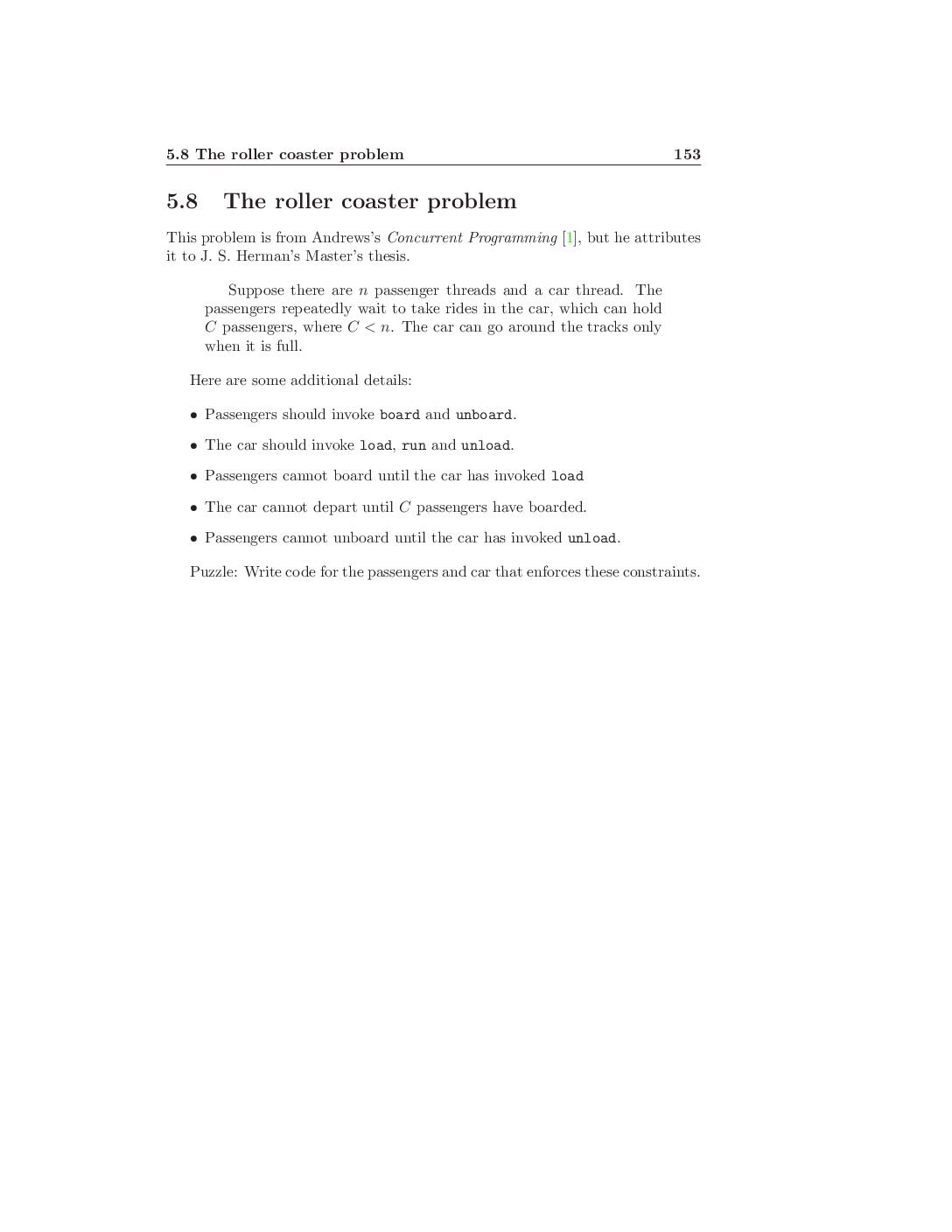 Process Synchronization – Roller Coaster Problem