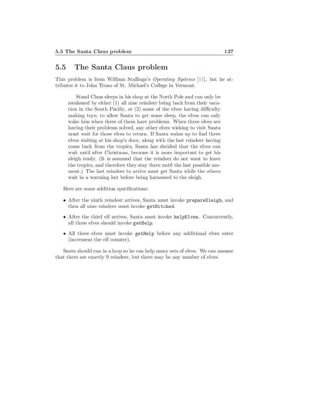 Process Synchronization – Santa Claus Problem