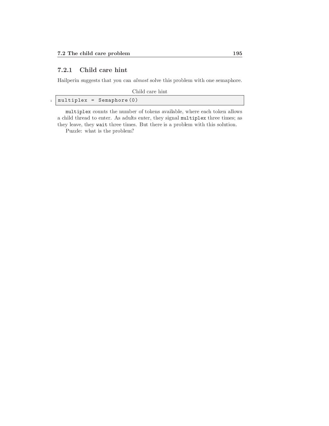 Process Synchronization – Extended Child Care Problem