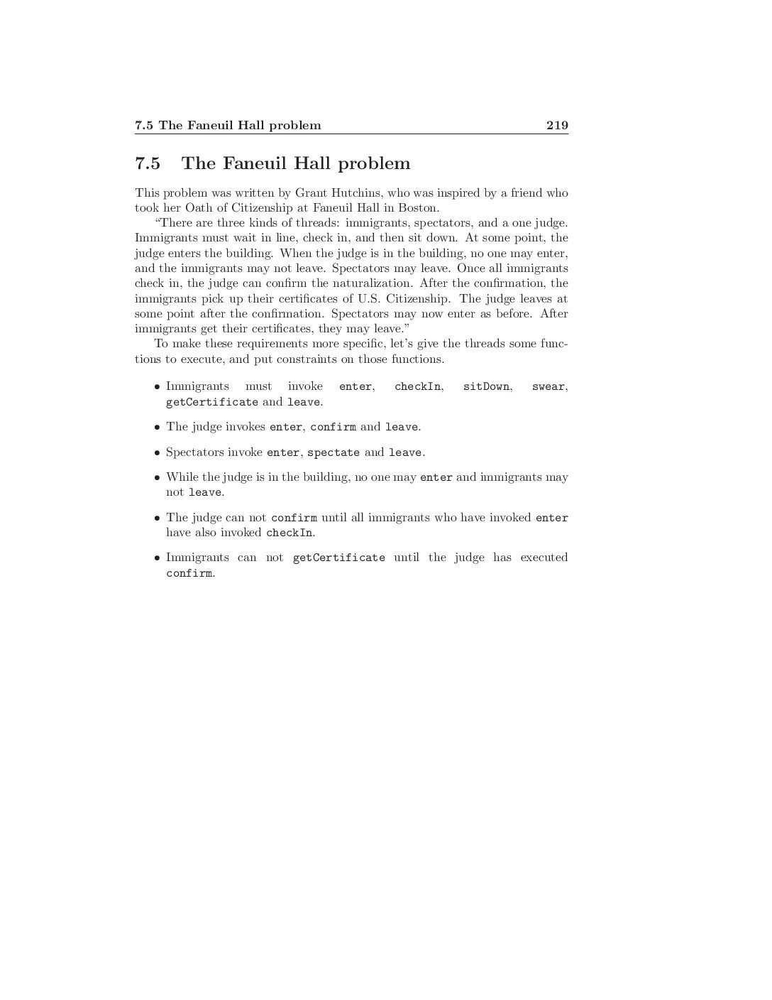 Process Synchronization – Faneuil Hall Problem