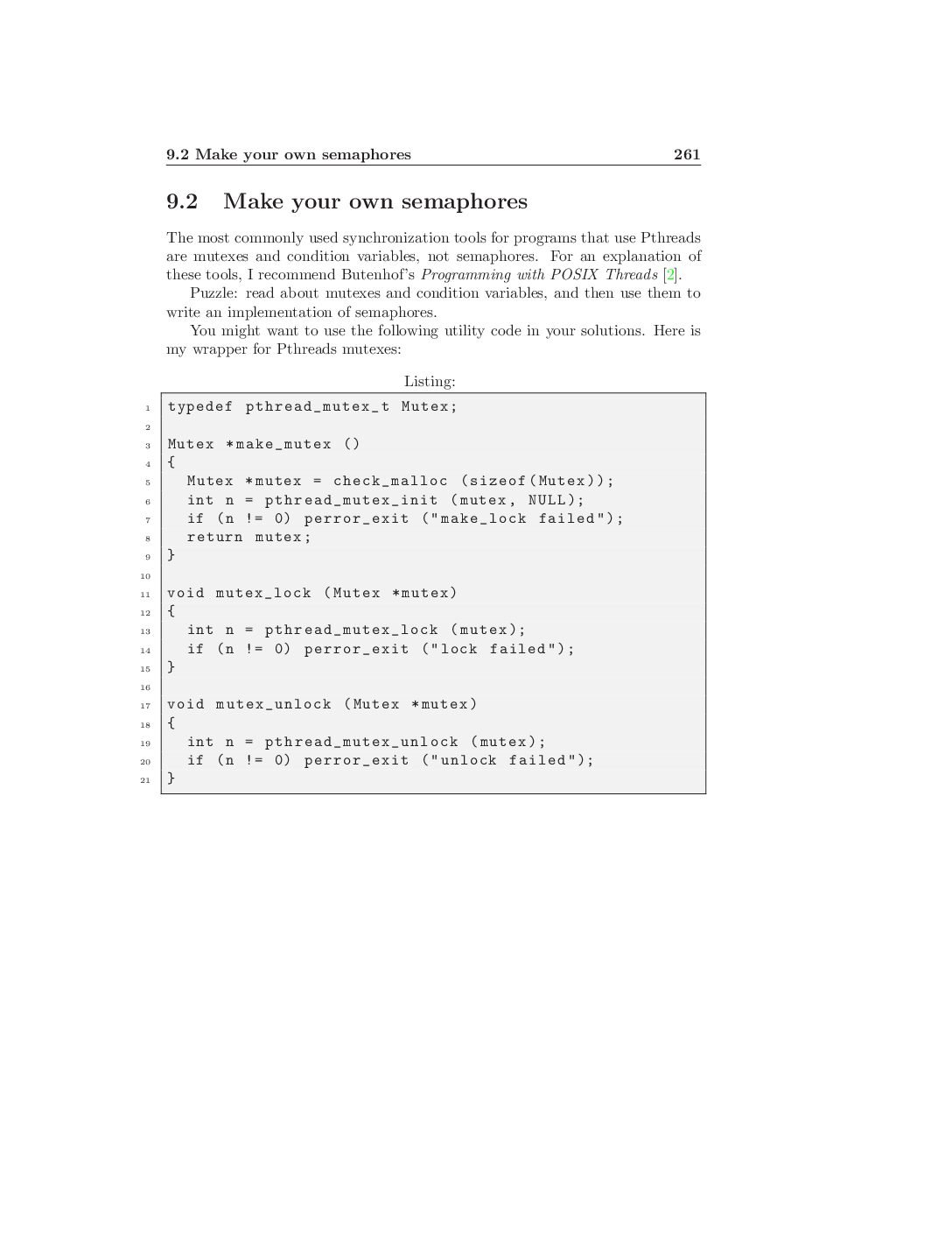 Implementing Semaphores using Mutexes