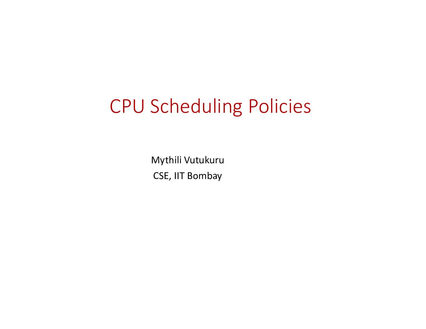 CPU Scheduling Algorithms